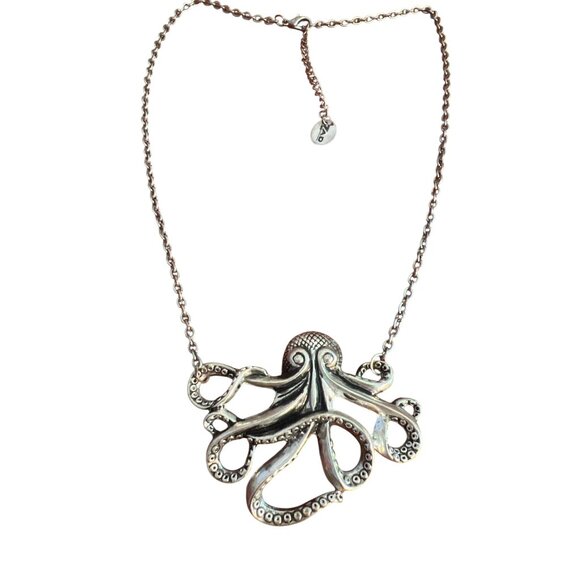 ZAD Silver Tone Octopus Necklace Tentacles Sea Life Nautical Cruise Adj 21" - Picture 1 of 5